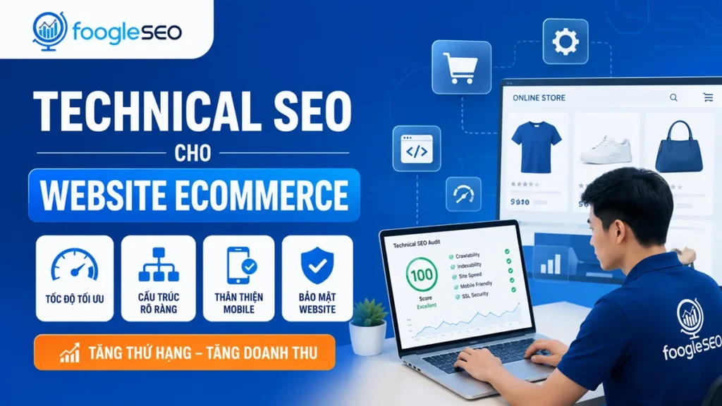 Trang web tối ưu kỹ thuật SEO Thương mại điện tử cải thiện tốc độ tải trang, cấu trúc trang web, khả năng hiển thị trên thiết bị di động và bảo mật nhằm tăng hạng tìm kiếm và doanh thu trực tuyến.
