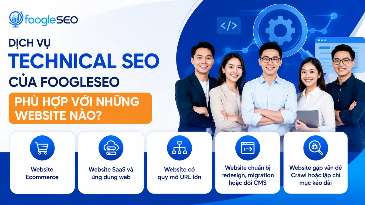 Dịch vụ Technical SEO của FOOGLESEO phù hợp với website Ecommerce, SaaS, website lớn, migration và website gặp vấn đề Crawl